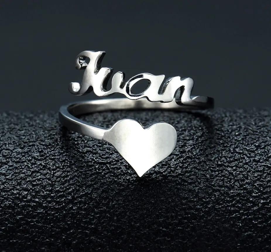 Customized Name Men Women Ring Personalized Love Heart Fashion Stainless Steel Rings Jewelry Valentine's Day Gifts Cjdropshipping
