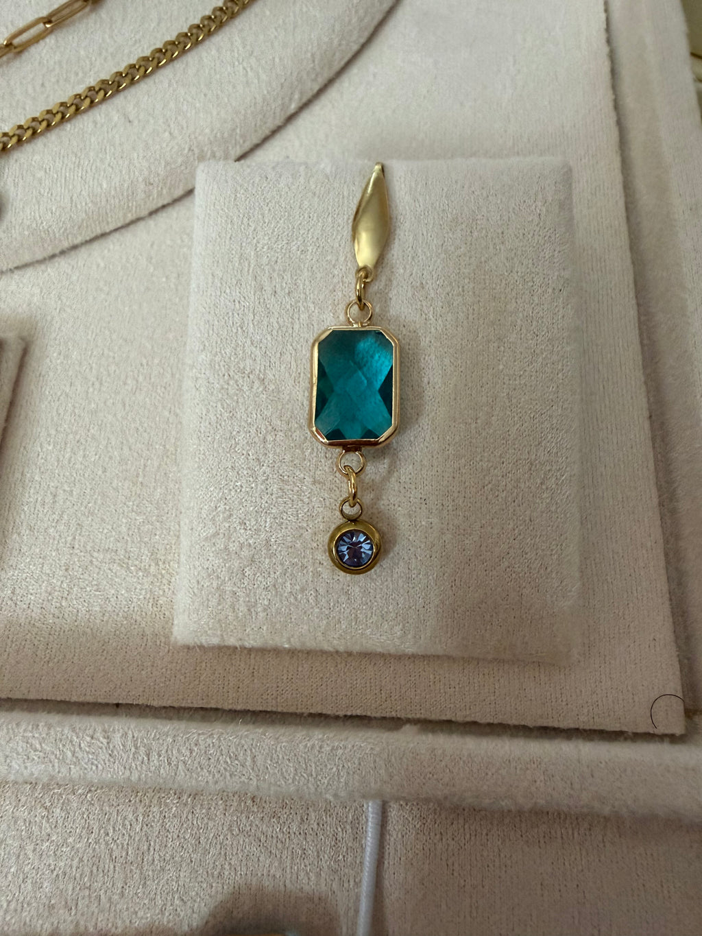 18k Gold PVD Birth Month double layered pendant Necklace, Bracelet and Earrings 3 pce set.