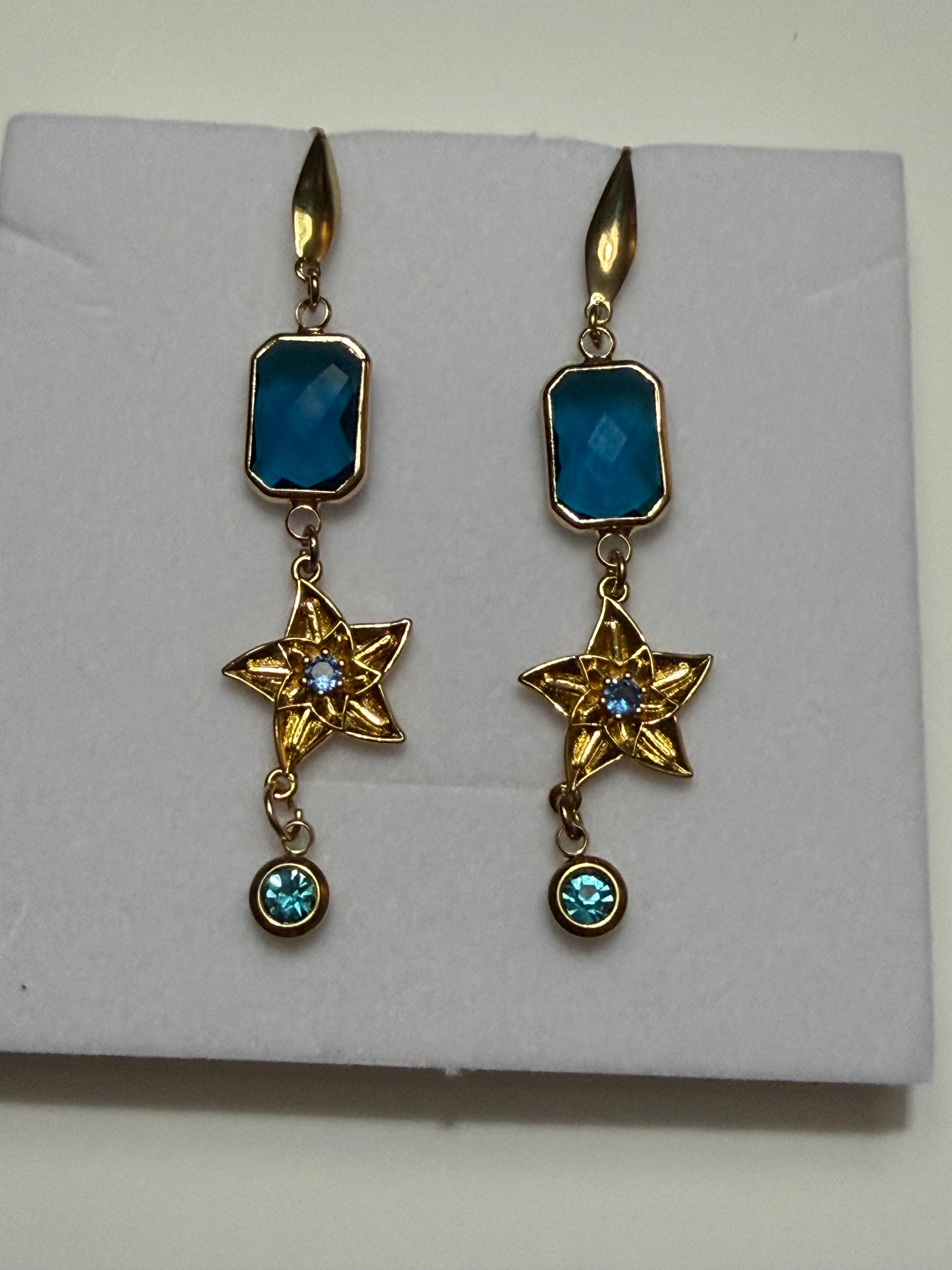 18k Gold PVD Birth Flower Earrings, Personalized Birthstone Jewelry