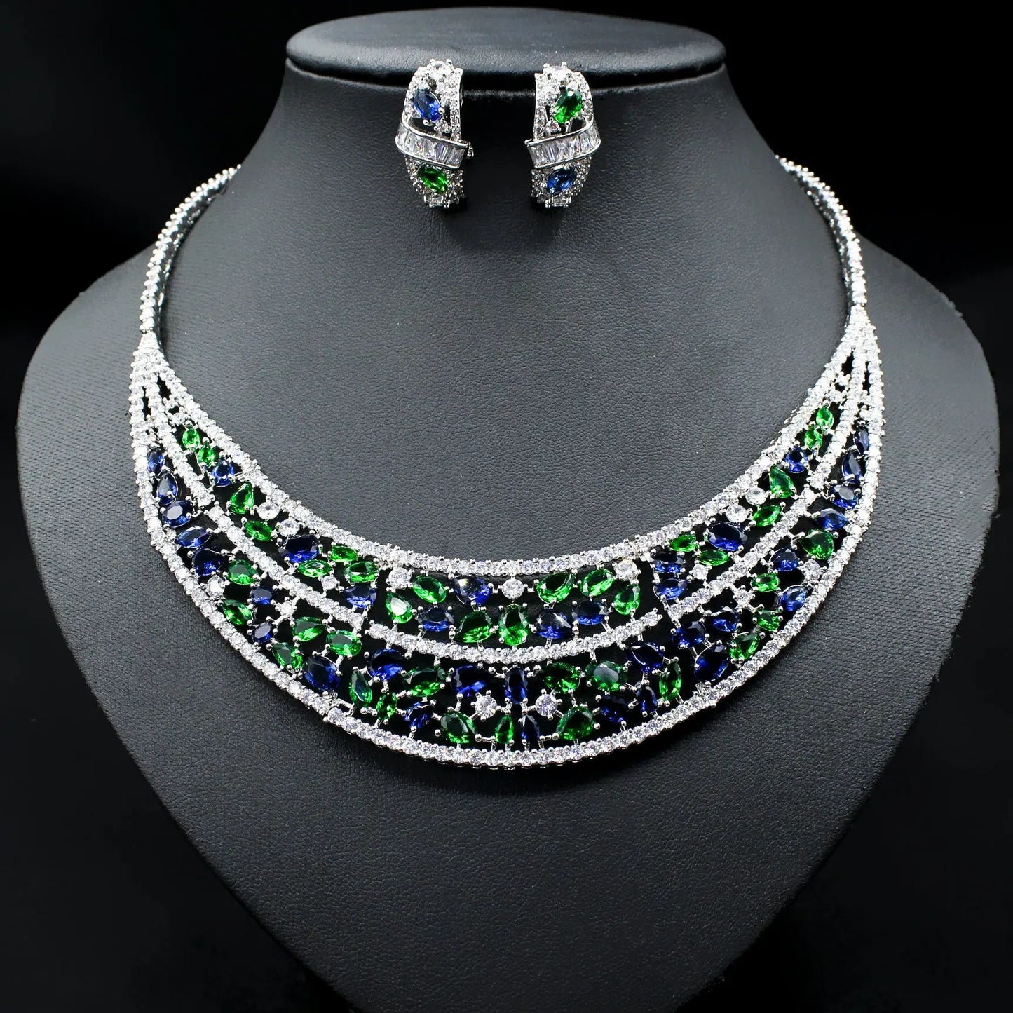 Oversized Bridal Emerald Earrings Necklace Set Cjdropshipping