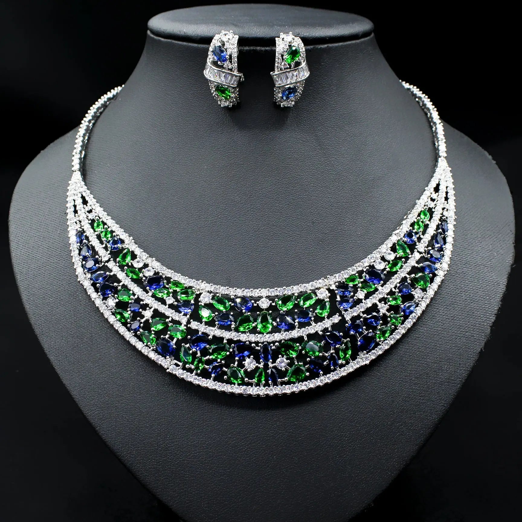Oversized Bridal Emerald Earrings Necklace Set Cjdropshipping
