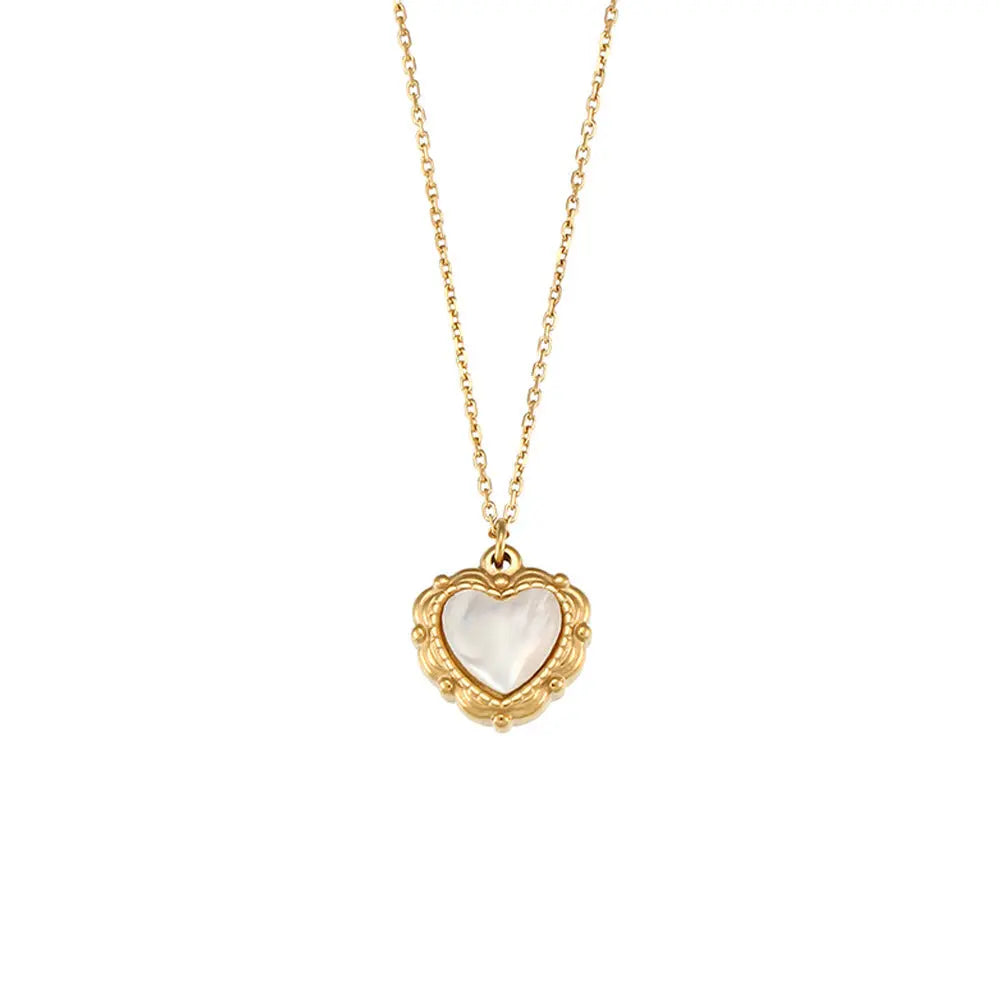 High-grade Love Light Luxury Pendant Jewelry Stainless Steel 18k Gold Plating Vintage Shell Love Necklace Cjdropshipping