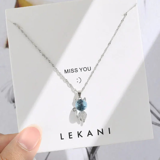 Cat pendant sterling silver clavicle chain JNi3 shop