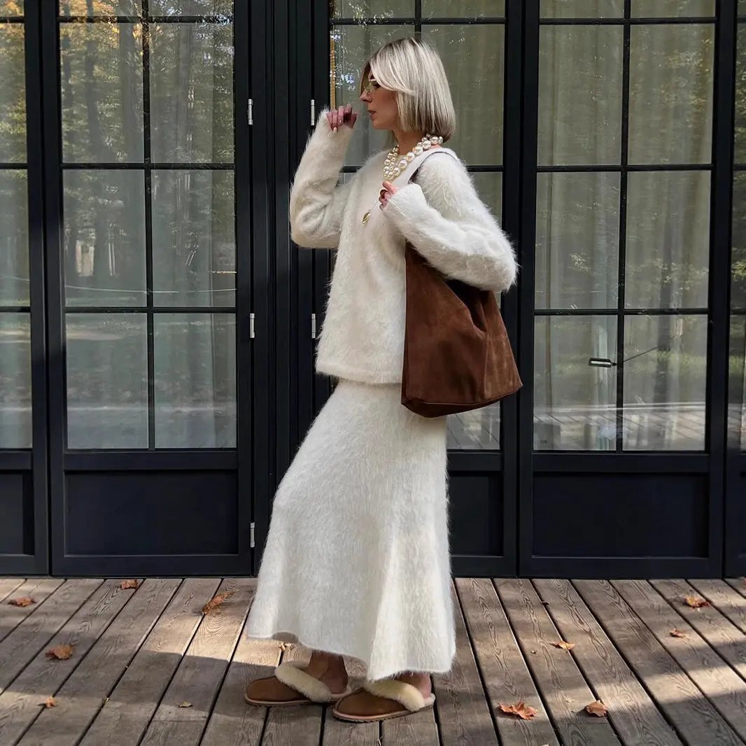 Skirt Suit Women's Knitted Sweater Suit Cjdropshipping