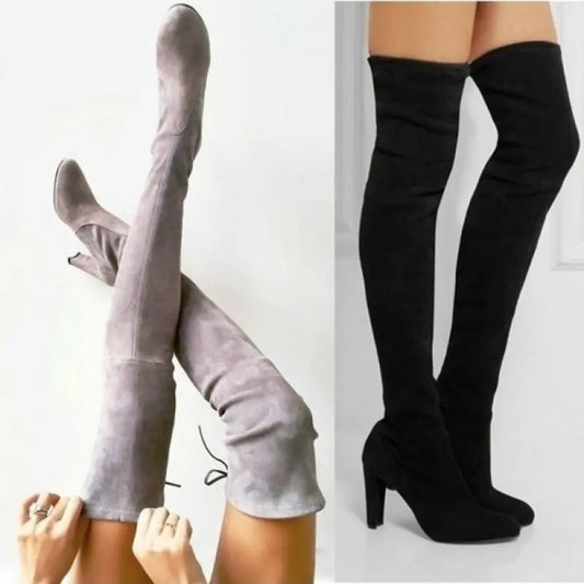 Black Knee High Boots For Women Shoes High Heel Long Boots Dropshipman