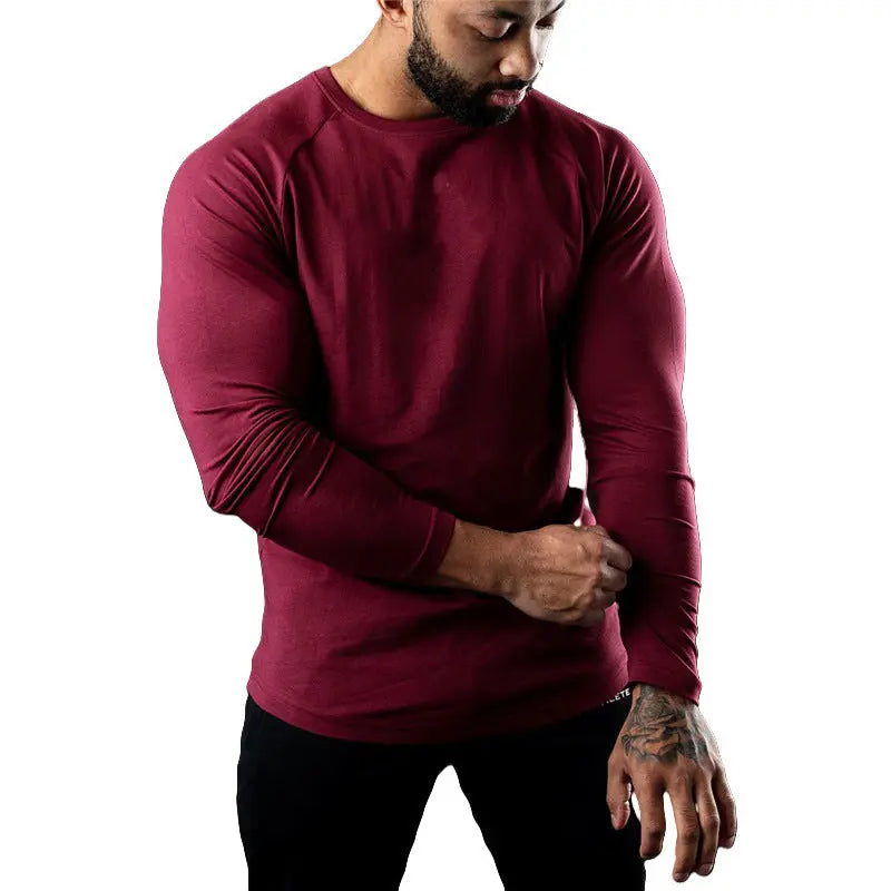 Long Sleeve Tight Sports T-shirt Round Neck Quick-drying Exercise Top Dropshipman