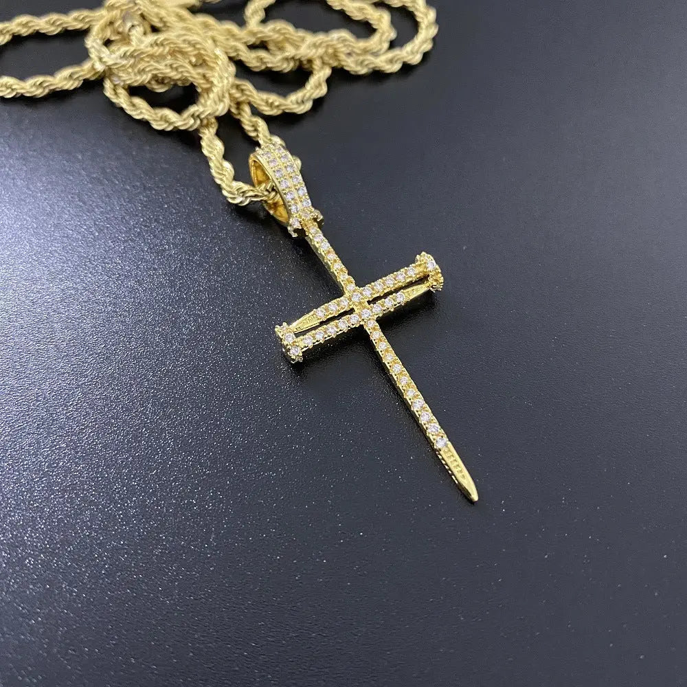Zircon Nail Cross Necklace Jewelry Necklace Cjdropshipping