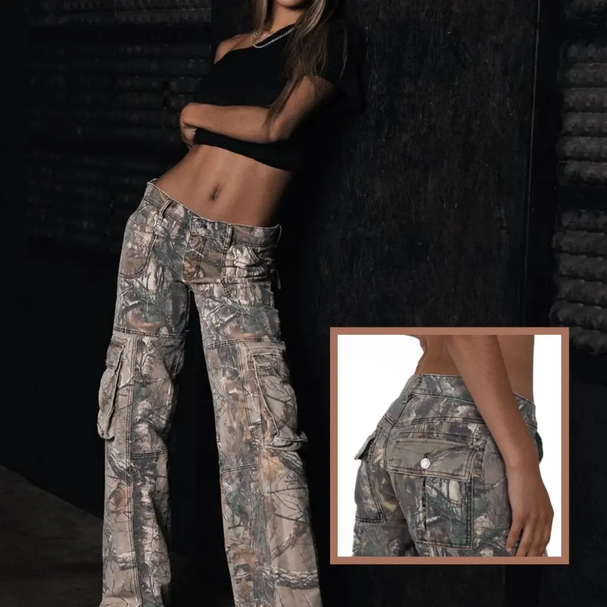 Hip Hop Retro Street Multi-pocket Camouflage Cargo Pants For Women Y2k Hip-hop Cargo Grunge Baggy Trousers Cjdropshipping