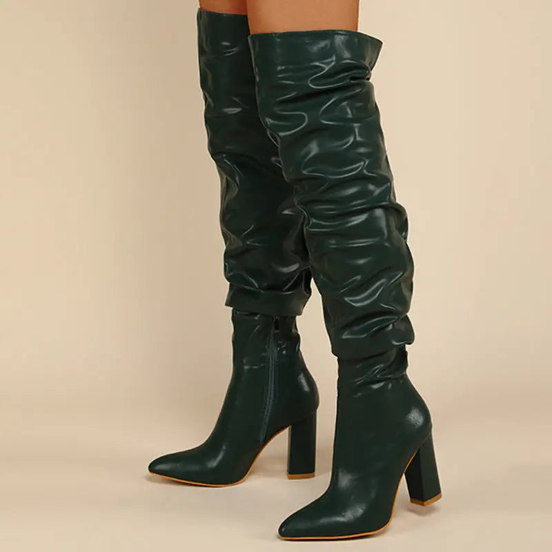 Chunky Heel High Zipper High Leg Boot JNi3 shop