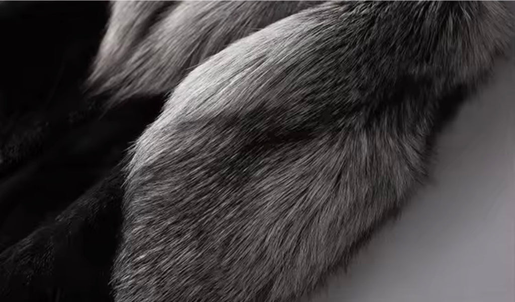 Luxury Faux Fur Long Coat for Men with Silver Fox Collar