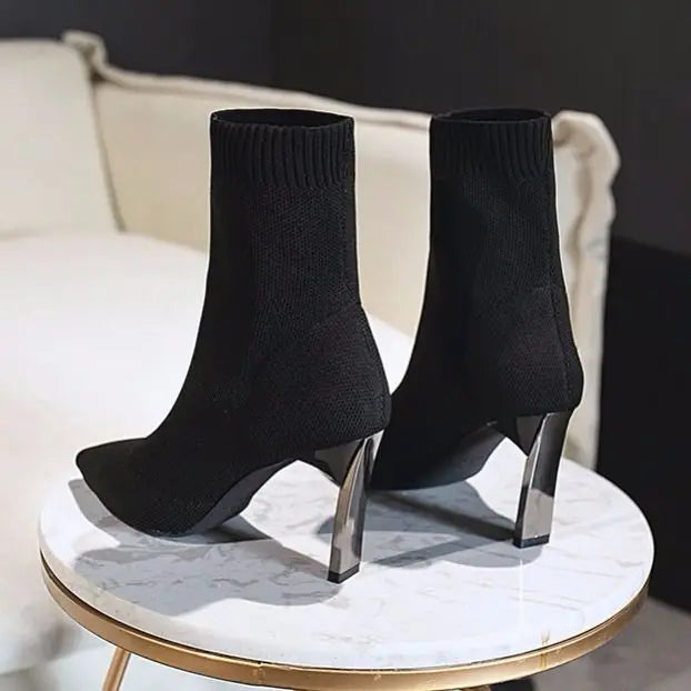 Pointed Toe Boots Women Sock Shoes Dropshipman