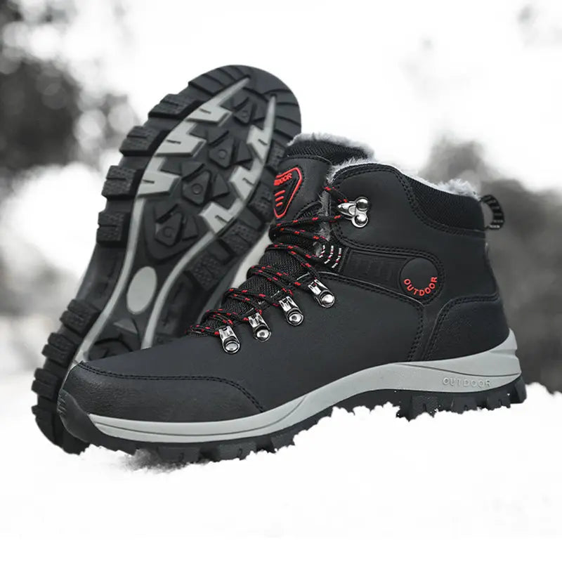 Winter Snow Boots Men Warm Plush Ankle Boots Hiking Lace-up Shoes Dropshipman
