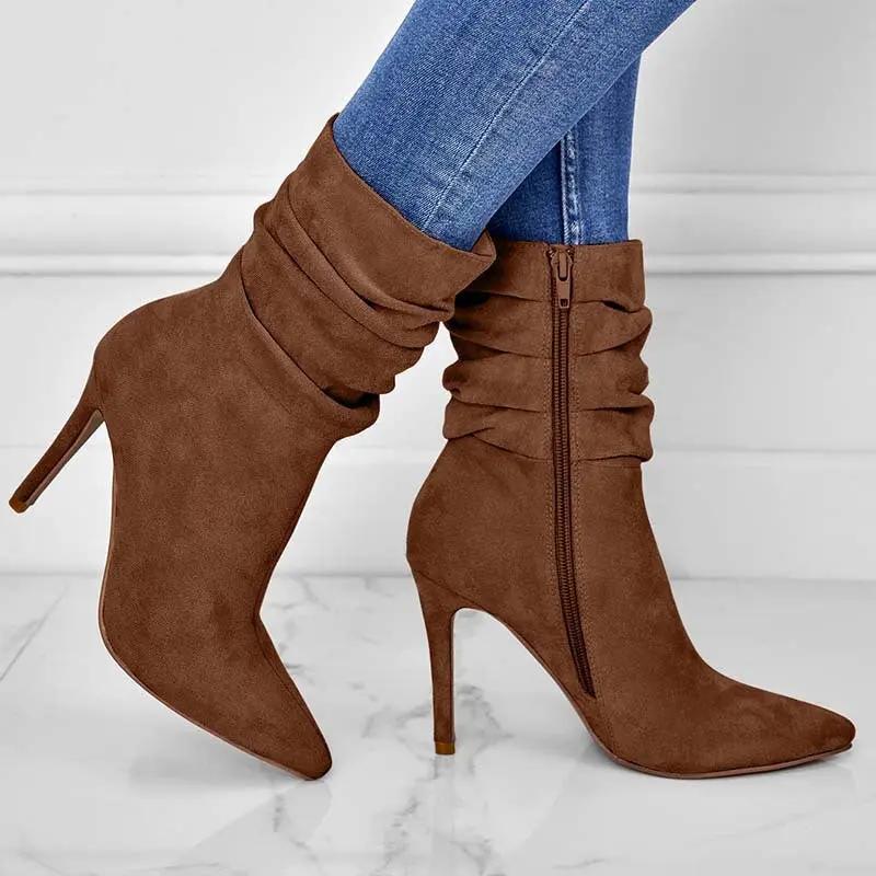 Women's Fashion Suede Pointed High Heels Boots Cjdropshipping