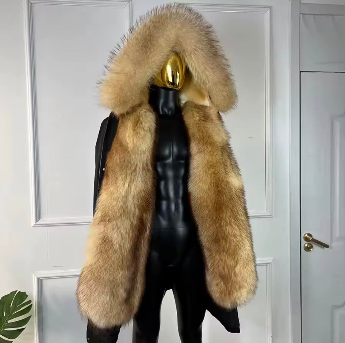 Men's Luxury Real Raccoon Fur Hooded Parka Jacket