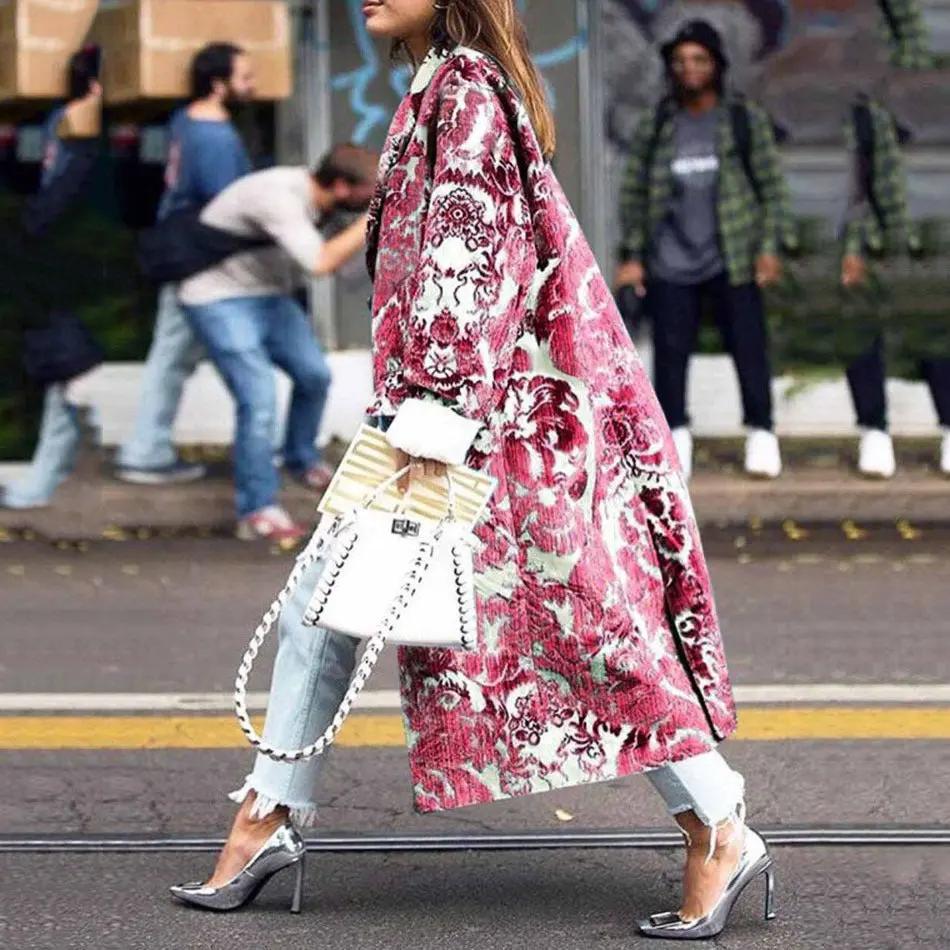 Fashion Loose Ankle Print Woolen Coat null