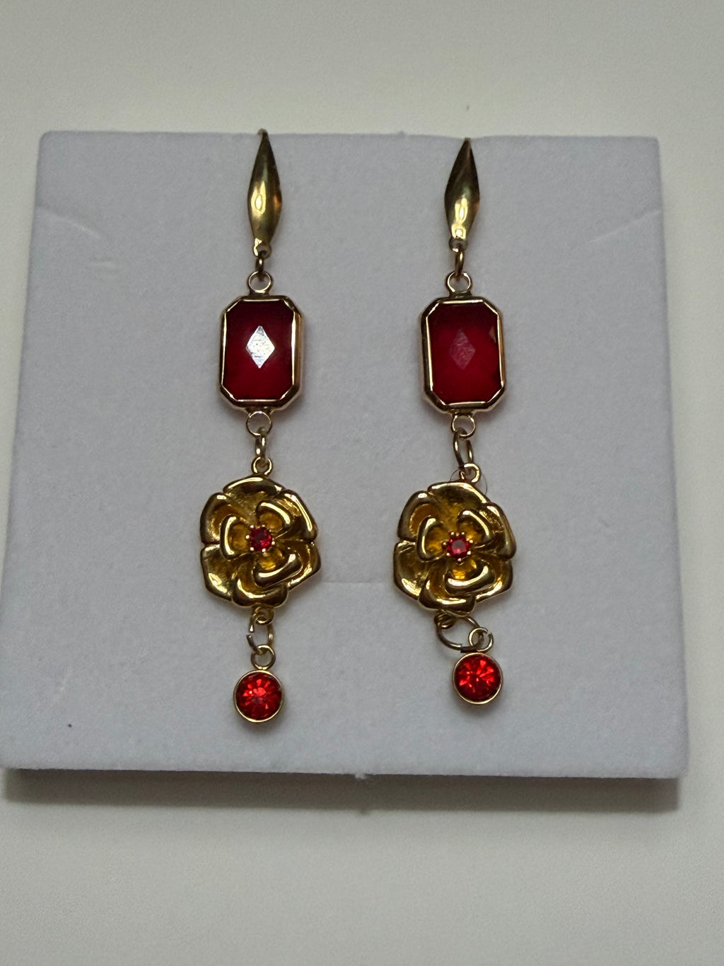 18k Gold PVD Birth Flower Earrings, Personalized Birthstone Jewelry