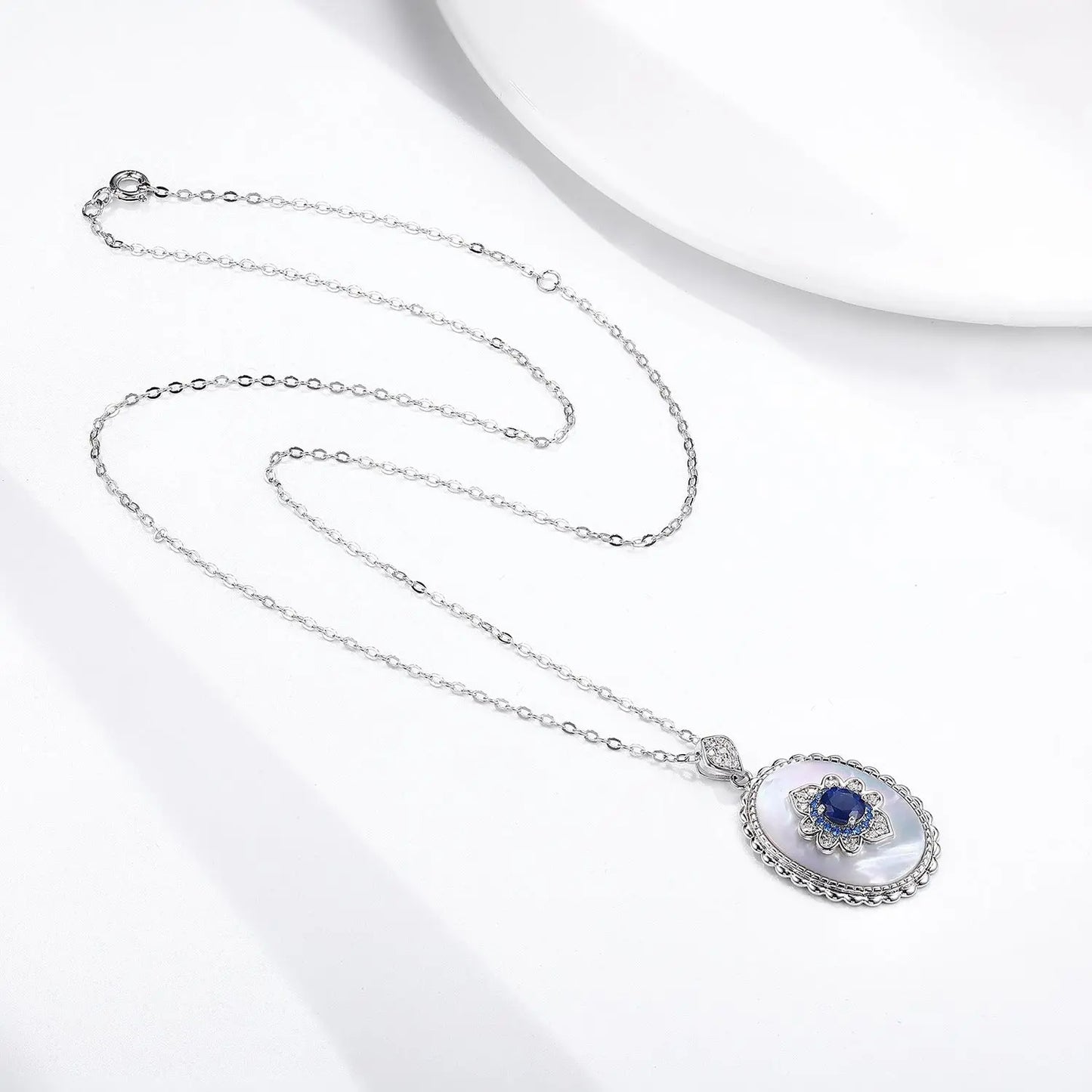 Sapphire Diamond Pendant 925 Sterling Silver Party Wedding Pendants Chain Necklace For Women Charm Jewelry - JNi3 shop