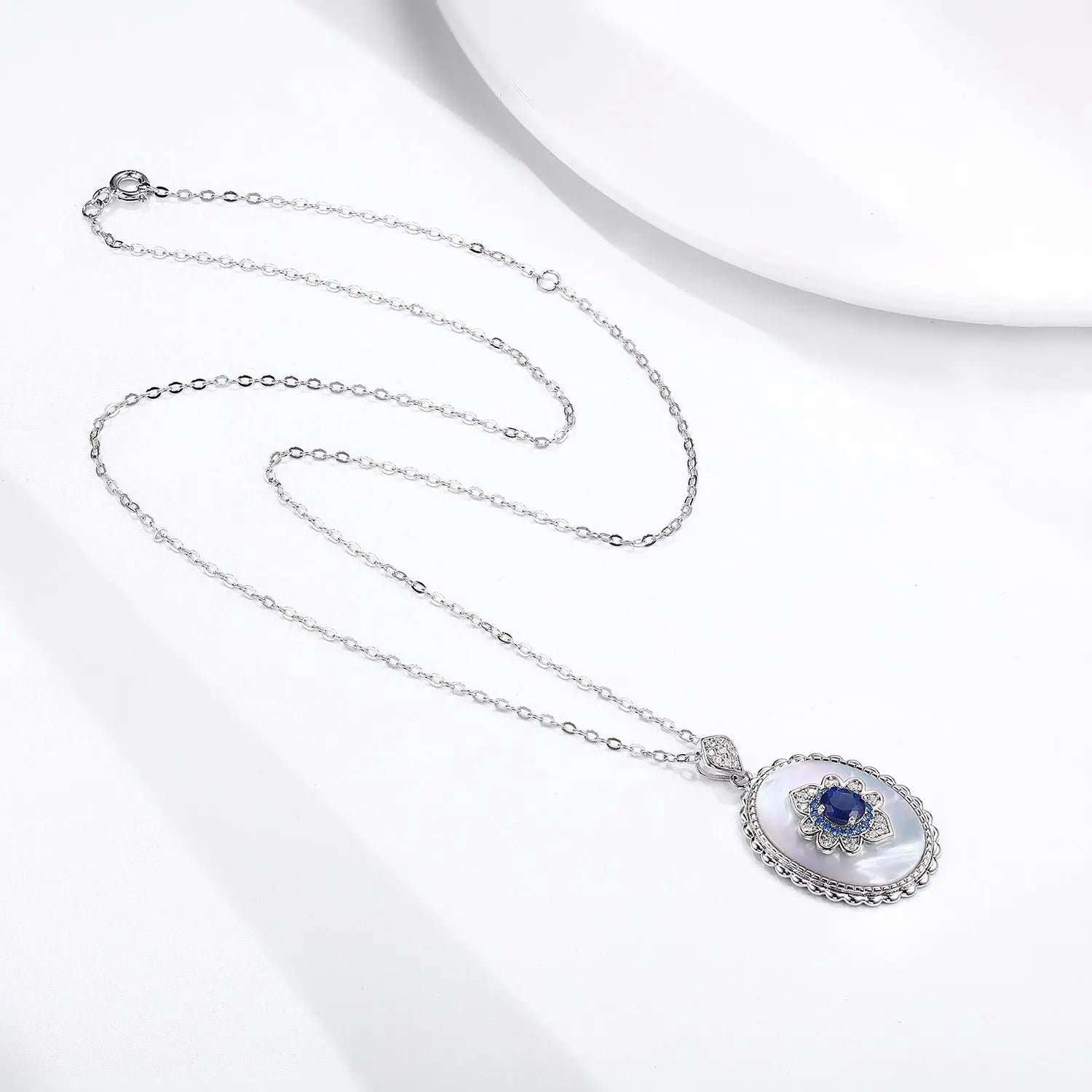 Sapphire Diamond Pendant 925 Sterling Silver Party Wedding Pendants Chain Necklace For Women Charm Jewelry - JNi3 shop