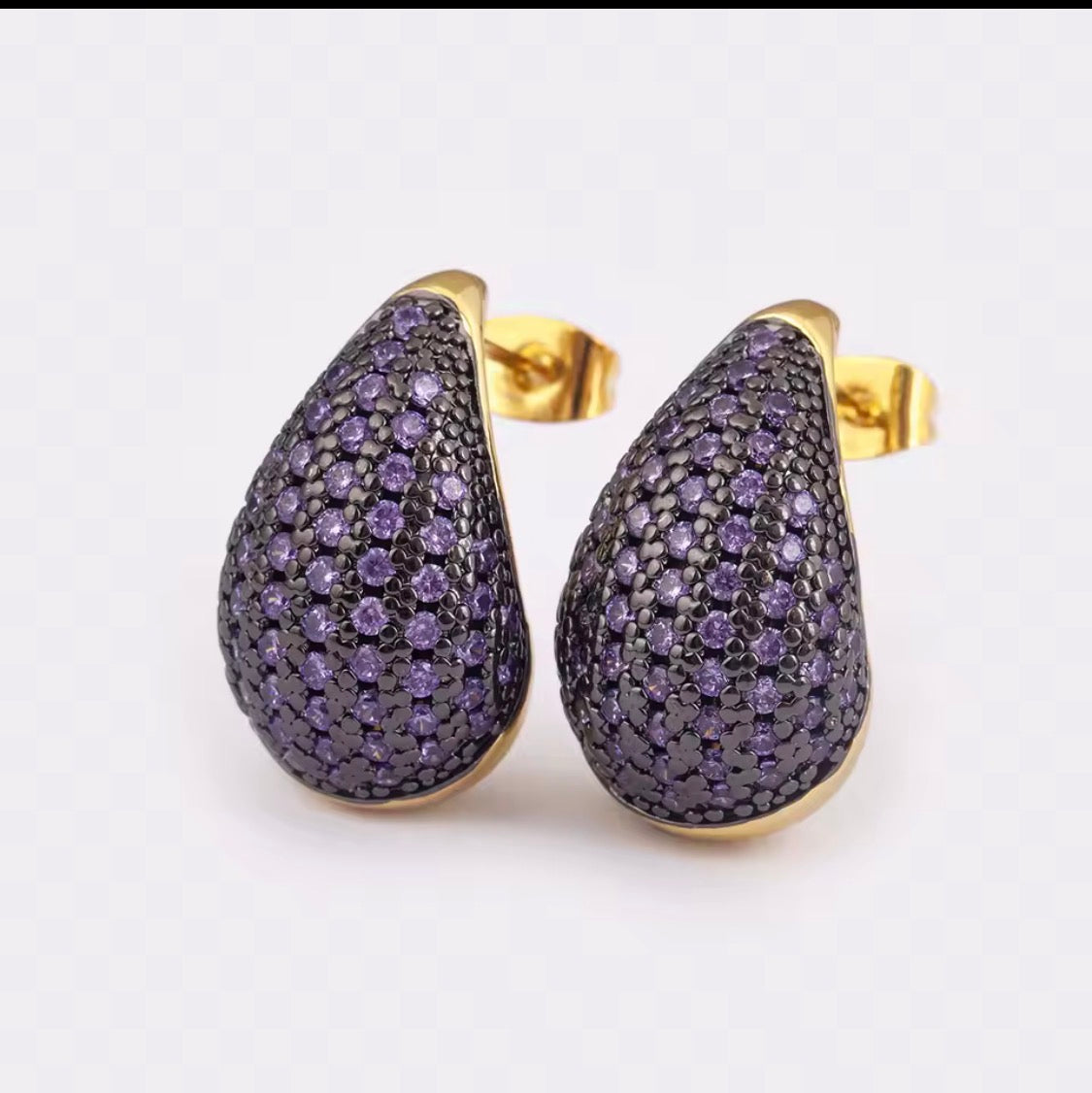 Gold Teardrop Cubic Zirconia Stud Earrings | Pave Cz Waterdrop Statement Earrings | Elegant Geometric Teardrop Jewelry for Women | Gift for Her