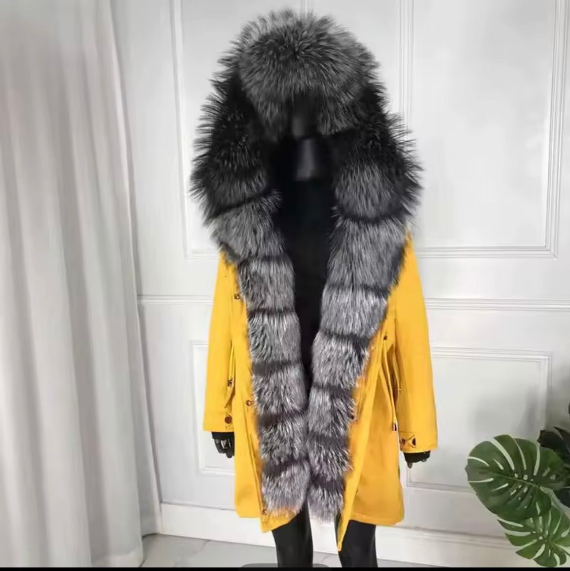 Luxury Real Fox Fur Trim Parka Jacket | Oversized Fur Hood Winter Coat