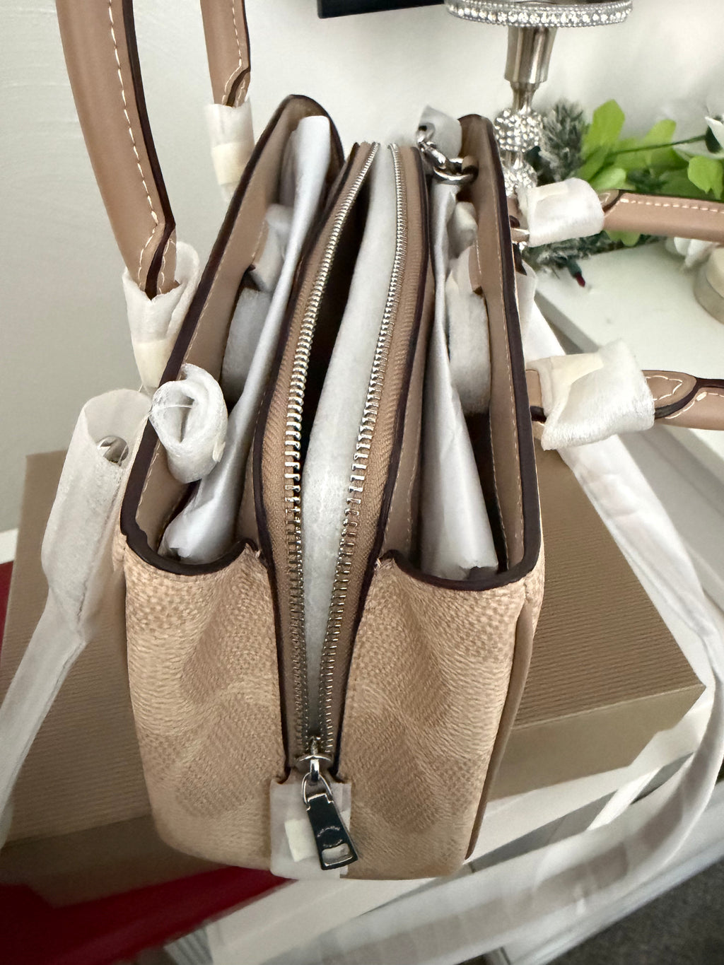 Coach beige Bag and jewelry set
