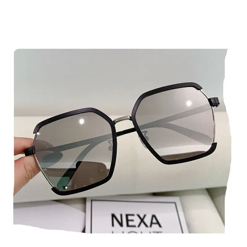 Vintage Half-Frame Oversize Metal Square Eyewear Uv400 Women UV Protection Sunglasses Cjdropshipping