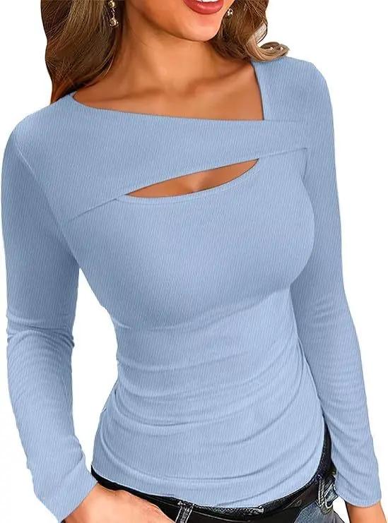 Irregular Slim Fit Long-sleeved T-shirt Top JNi3 shop