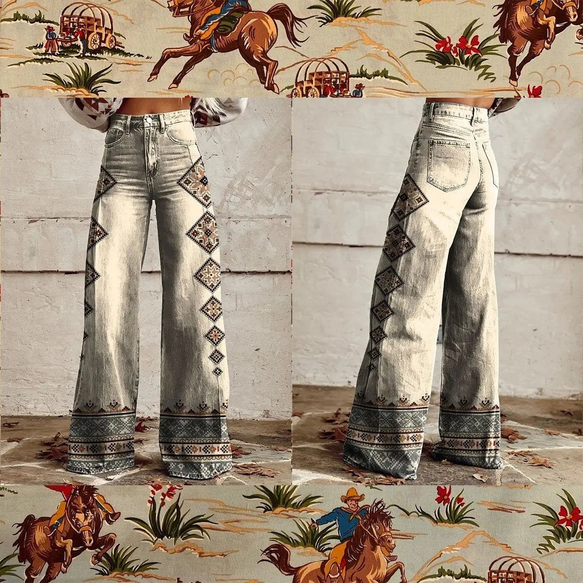 Women's 3D Printed Straight Casual Wide-leg Pants Cjdropshipping