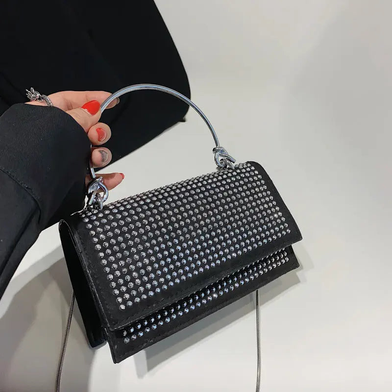 Chain Crossbody Bag Women Handbag Glitter Crystals Plain Daily Silver Black Shoulder Bag Cjdropshipping