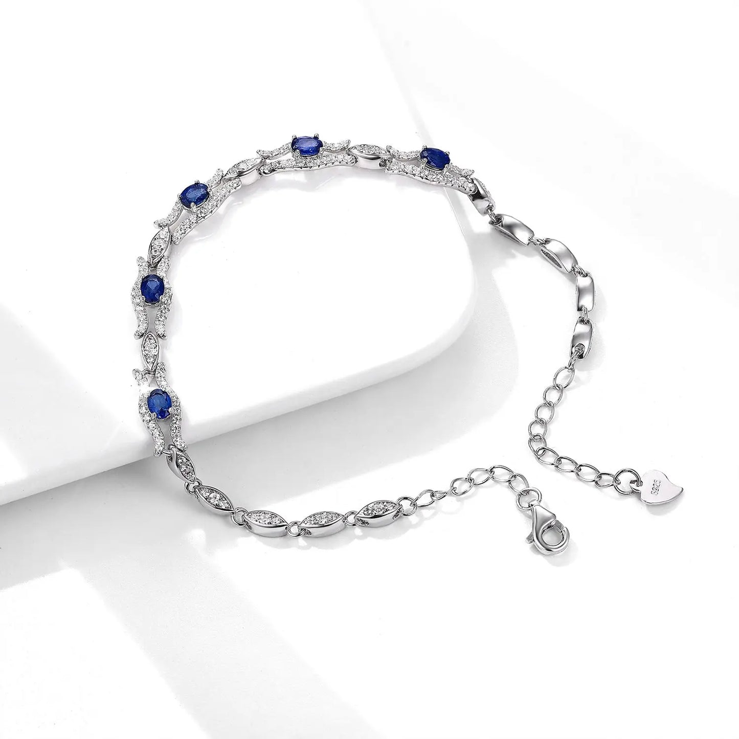 Natural Sapphire Bracelet Women's S925 Silver Set Gem Jewelry Premium Original Design Jewelry - JNi3 shop