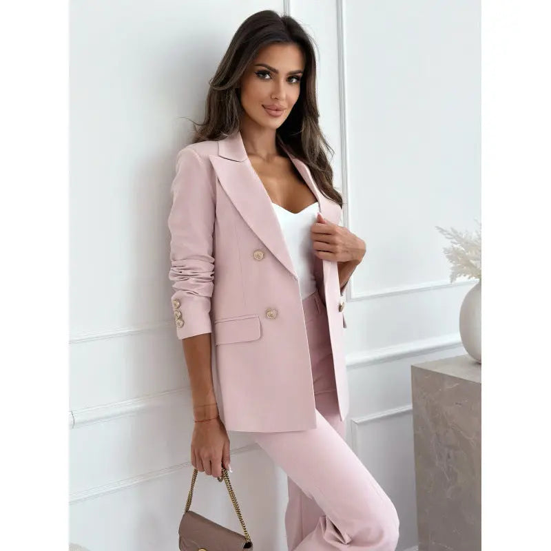 Double Breasted Solid Color Fashion Coat JNi3 shop