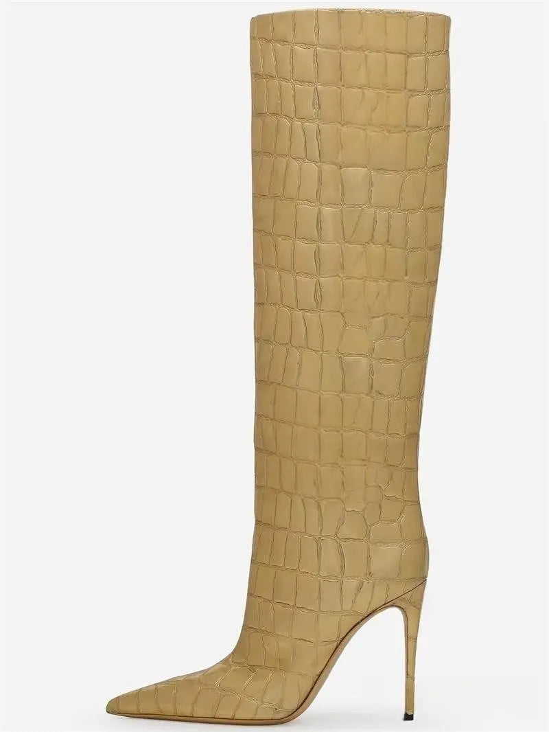 Women's Fashion Pointed Stiletto Heel Leopard Print Boots Dropshipman