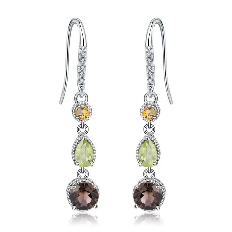 Fashionable Elegant Natural Gemstone Earrings S925 Silver - JNi3 shop