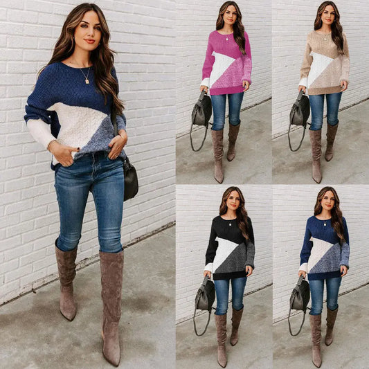 Round Neck Multicolor Women's Knitwear Loose Cjdropshipping