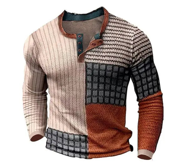 Men's 3D Printing Casual Retro Long Sleeve Top Cjdropshipping