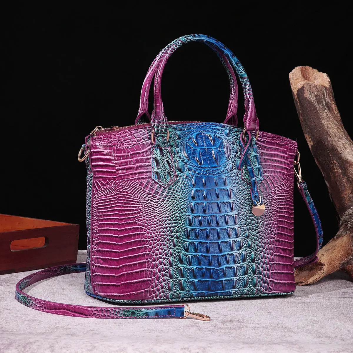 Women's Retro Crocodile Pattern Portable Messenger Bag Cjdropshipping