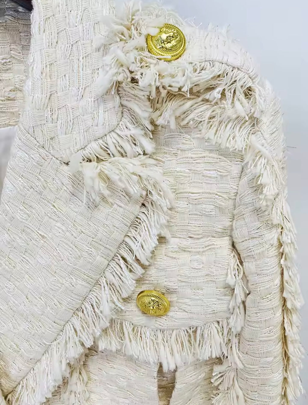 Cream Tweed 2 Piece Set | Fringe Cropped Tweed Jacket & Pleated Mini Skirt | Old Money Aesthetic Outfit | Parisian Chic Matching Set