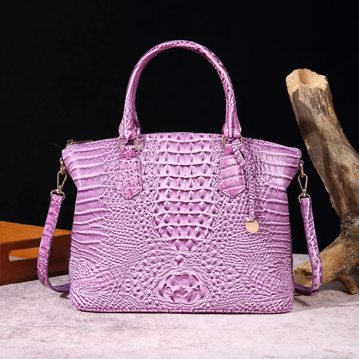 Women's Retro Crocodile Pattern Portable Messenger Bag Cjdropshipping