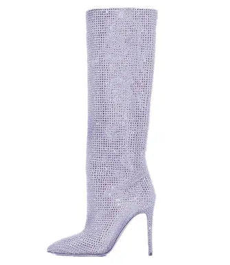 Women's Fashion Pointed Toe Stiletto Rhinestone Tall Boots Cjdropshipping