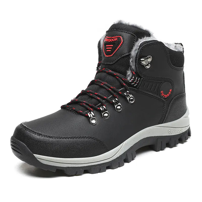 Winter Snow Boots Men Warm Plush Ankle Boots Hiking Lace-up Shoes Dropshipman