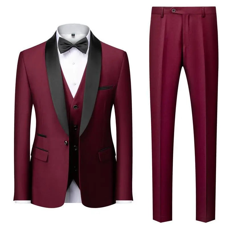 Men's Suit Set Green Fruit Collar Stage Suit Dress Host Performance Bridegroom Best Man Three-piece Suit Cjdropshipping