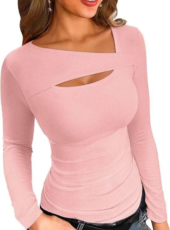 Irregular Slim Fit Long-sleeved T-shirt Top JNi3 shop