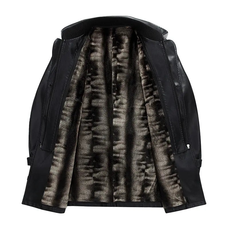 Leather leather men's mid-length sheepskin suit Cjdropshipping