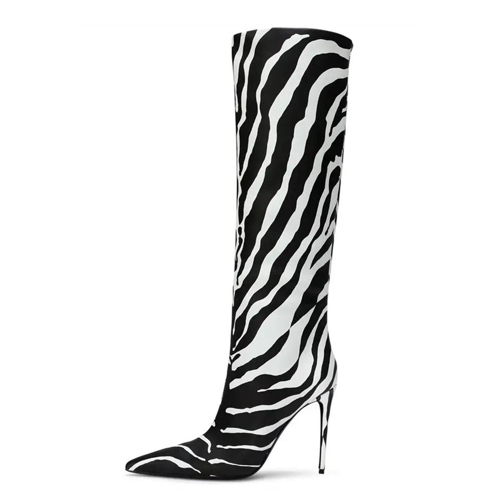 Women's Fashion Pointed Stiletto Heel Leopard Print Boots Cjdropshipping