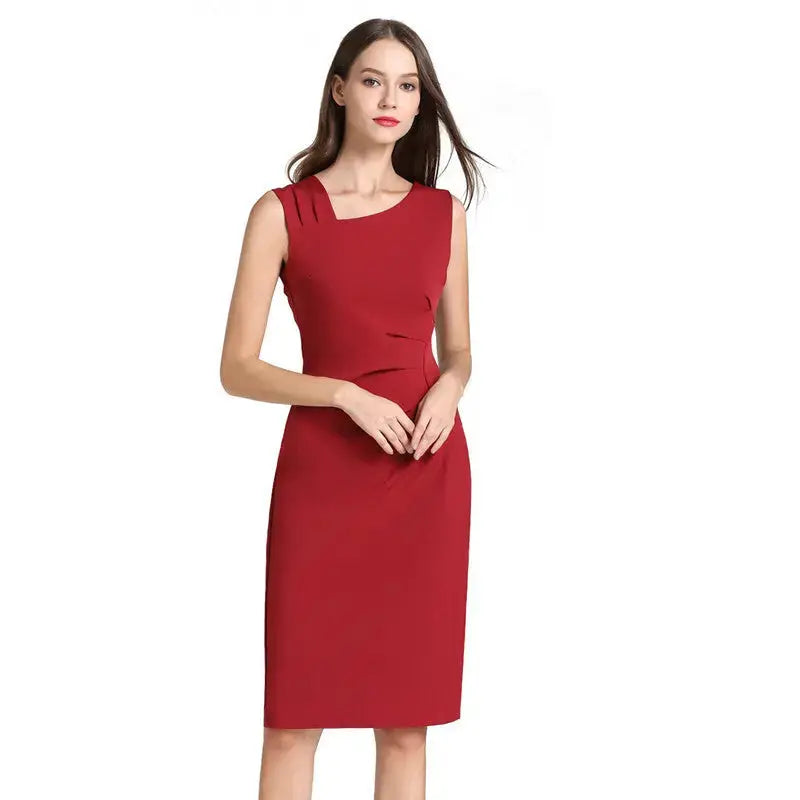 Ladies long Black coat and red dress outfit Cjdropshipping