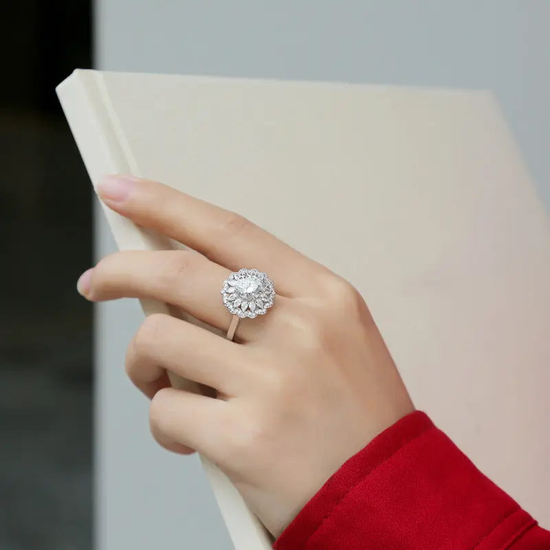 S925 Silver Moissanite Ring Flowers Female New Trendy Ring Adjustable Source Ring In Stock Generation - JNi3 shop