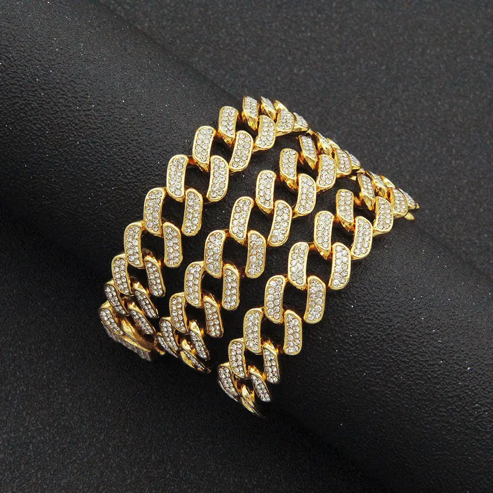 Men's Full Diamond Cuban Bracelet Bracelet JNi3 shop