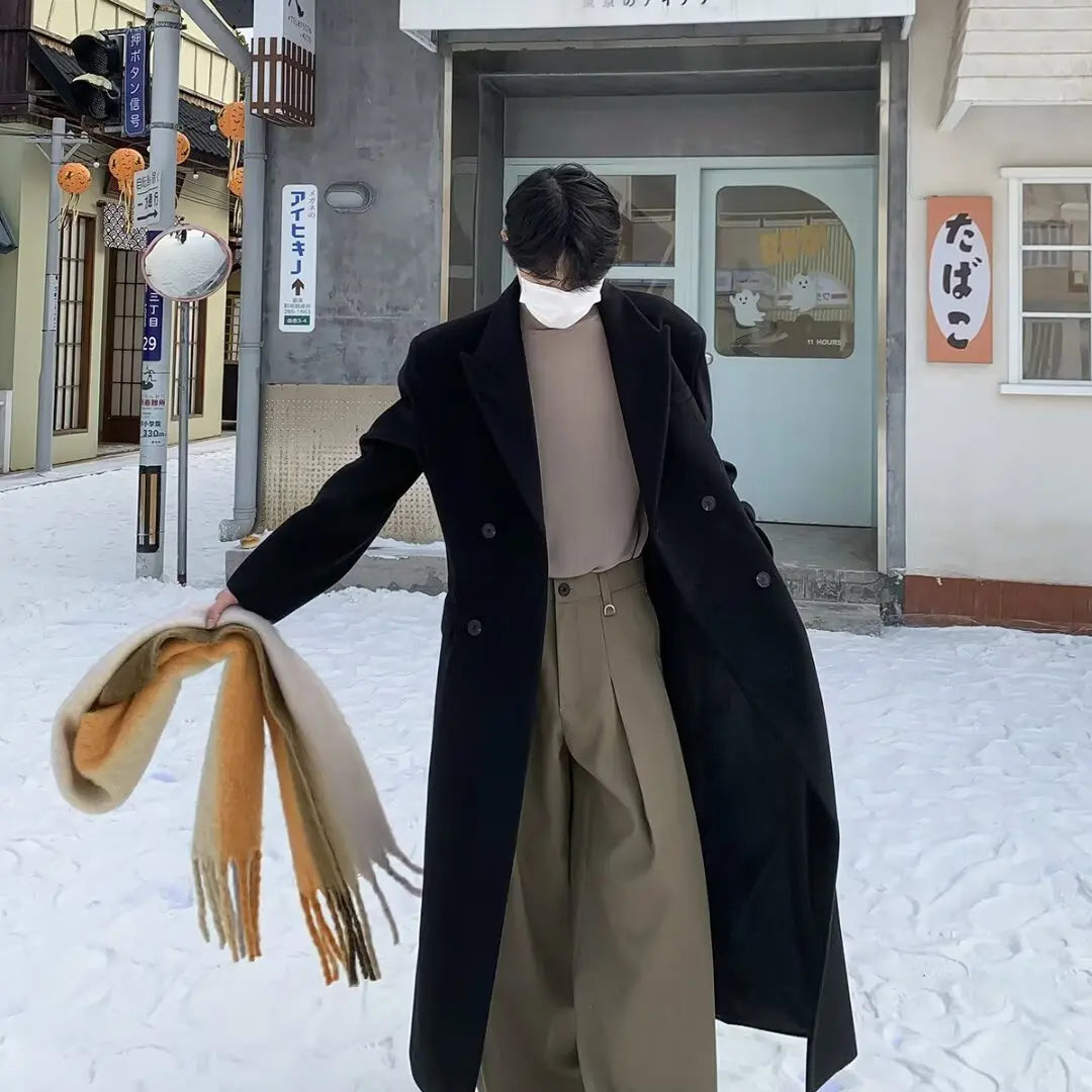Long Woolen Coat Woolen British Style Trench Coat Spring Dropshipman