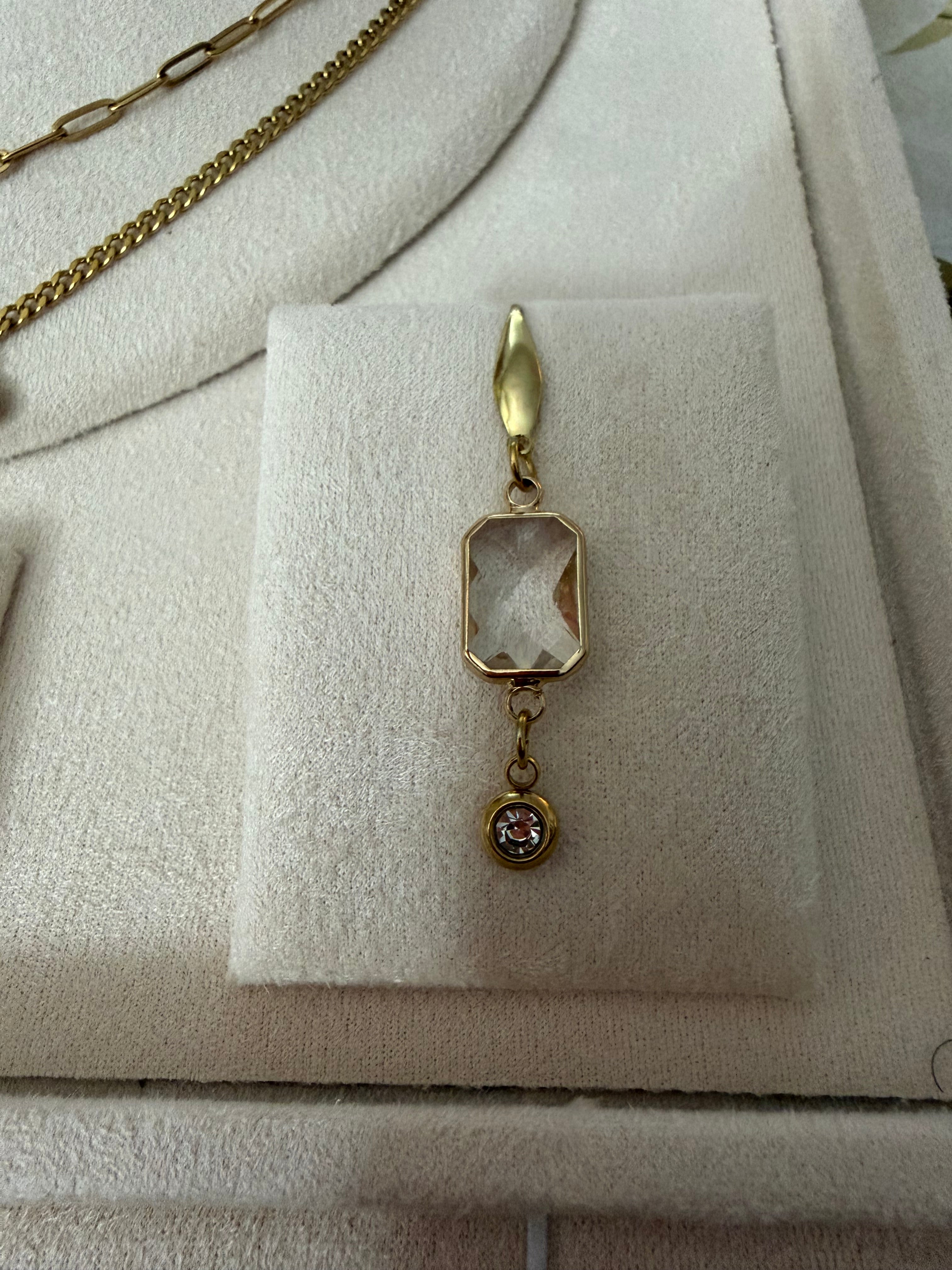18k Gold PVD Birth Month double layered pendant Necklace, Bracelet and Earrings 3 pce set.