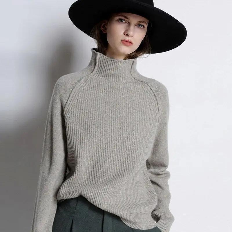 Women's high neck cashmere sweater Cjdropshipping